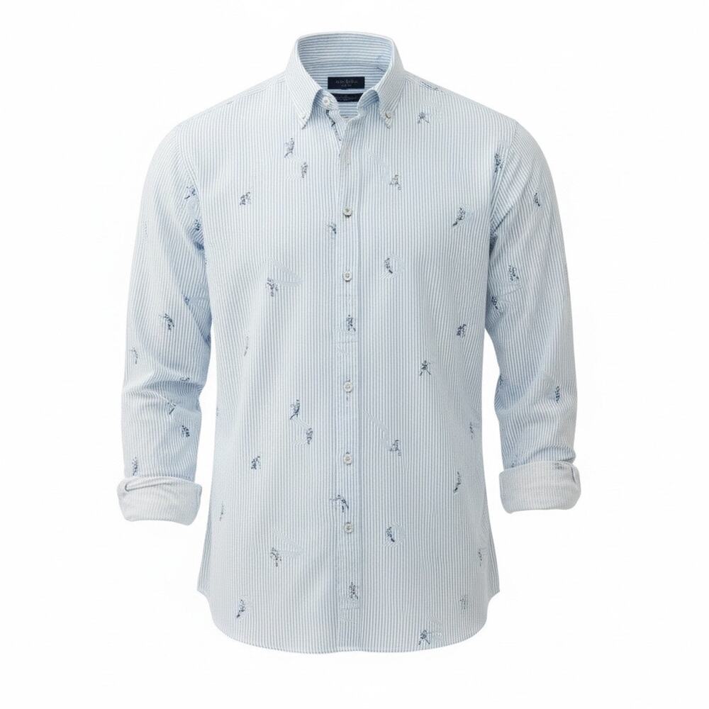 Rodd & Gunn × Gilbert Rugby Churchill Park Shirt – Powder Blue Stripe Size S NWT